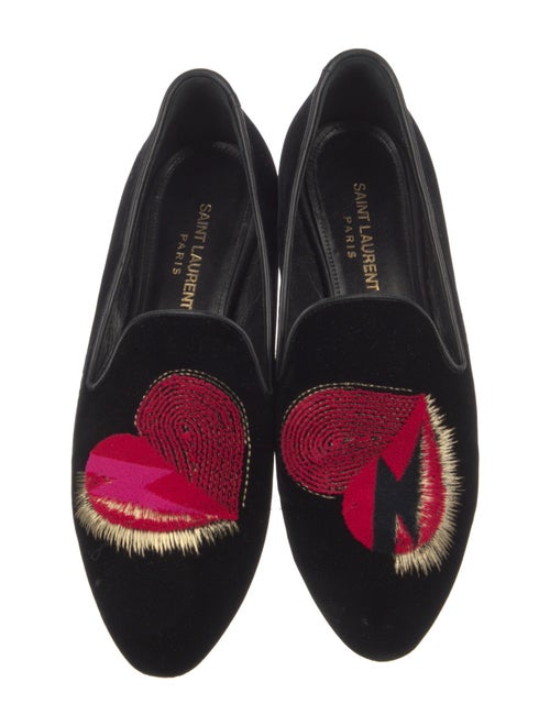 Saint Laurent Velvet Graphic Print Loafers