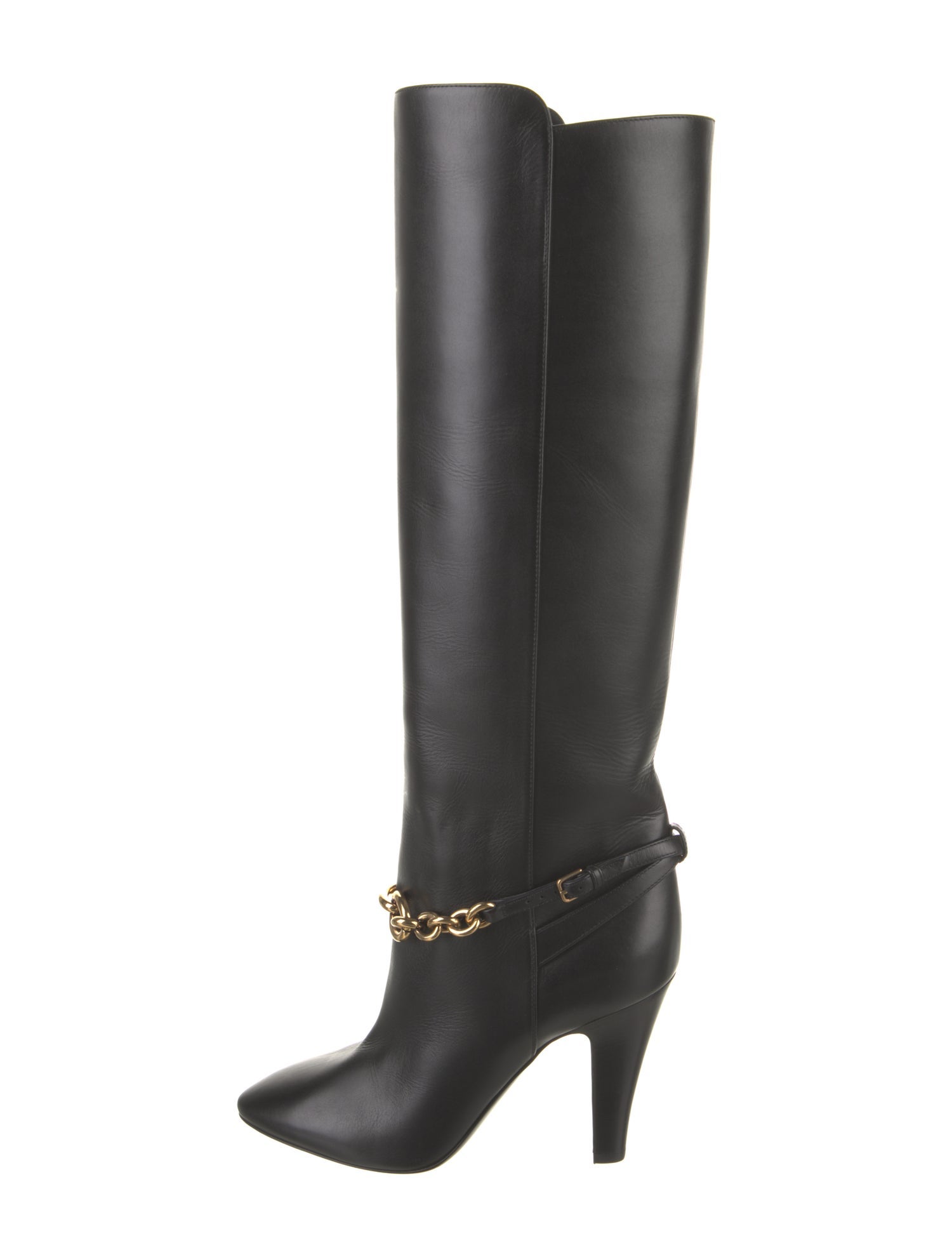 Saint Laurent Leather Chain-Link Accents Boots