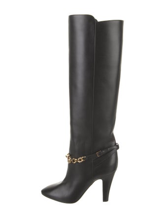 Saint Laurent Leather Chain-Link Accents Boots