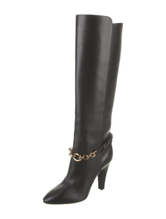 Saint Laurent Leather Chain-Link Accents Boots