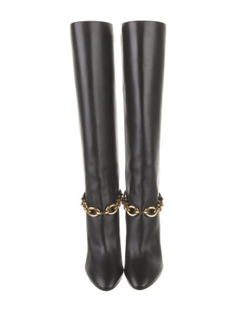 Saint Laurent Leather Chain-Link Accents Boots