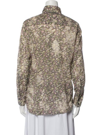 Saint Laurent Printed Long Sleeve Button-Up Top
