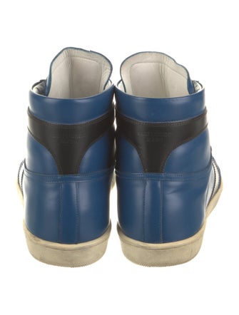 Saint Laurent Leather Colorblock Pattern Wedge Sneakers