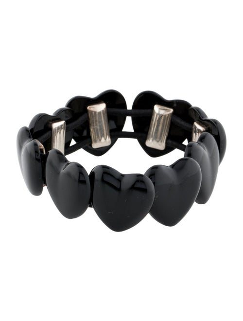 Saint Laurent Elasticated Enamel Heart Stretch Bracelet