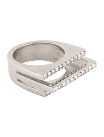 Saint Laurent Crystal Bar Band Ring
