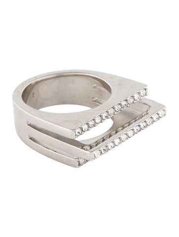 Saint Laurent Band Crystal Bar Ring 9.25 | 7