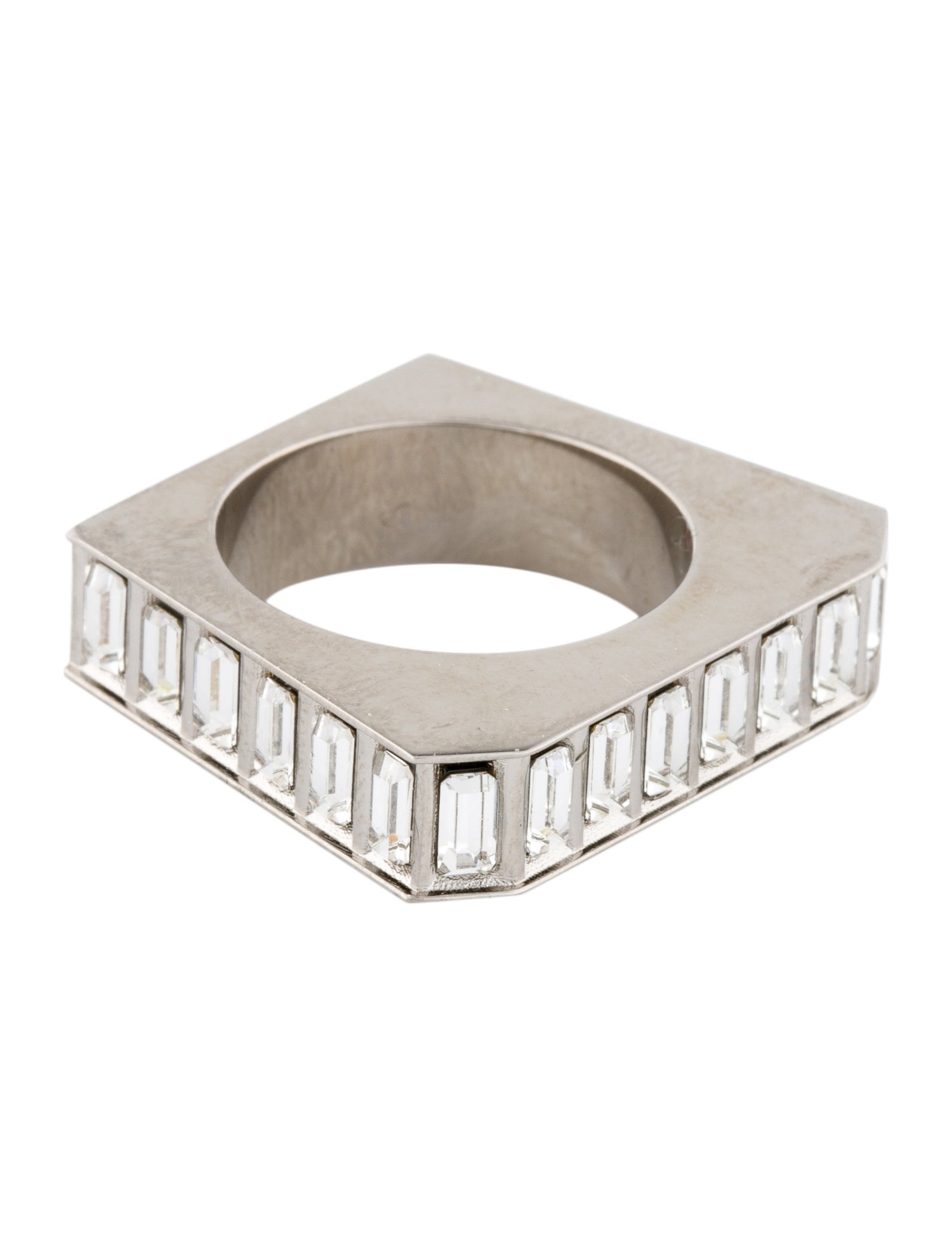 Saint Laurent Crystal Square Band Ring