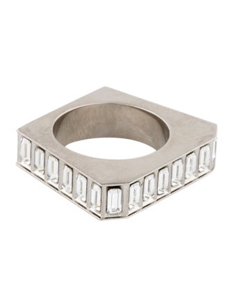 Saint Laurent Crystal Square Band Ring