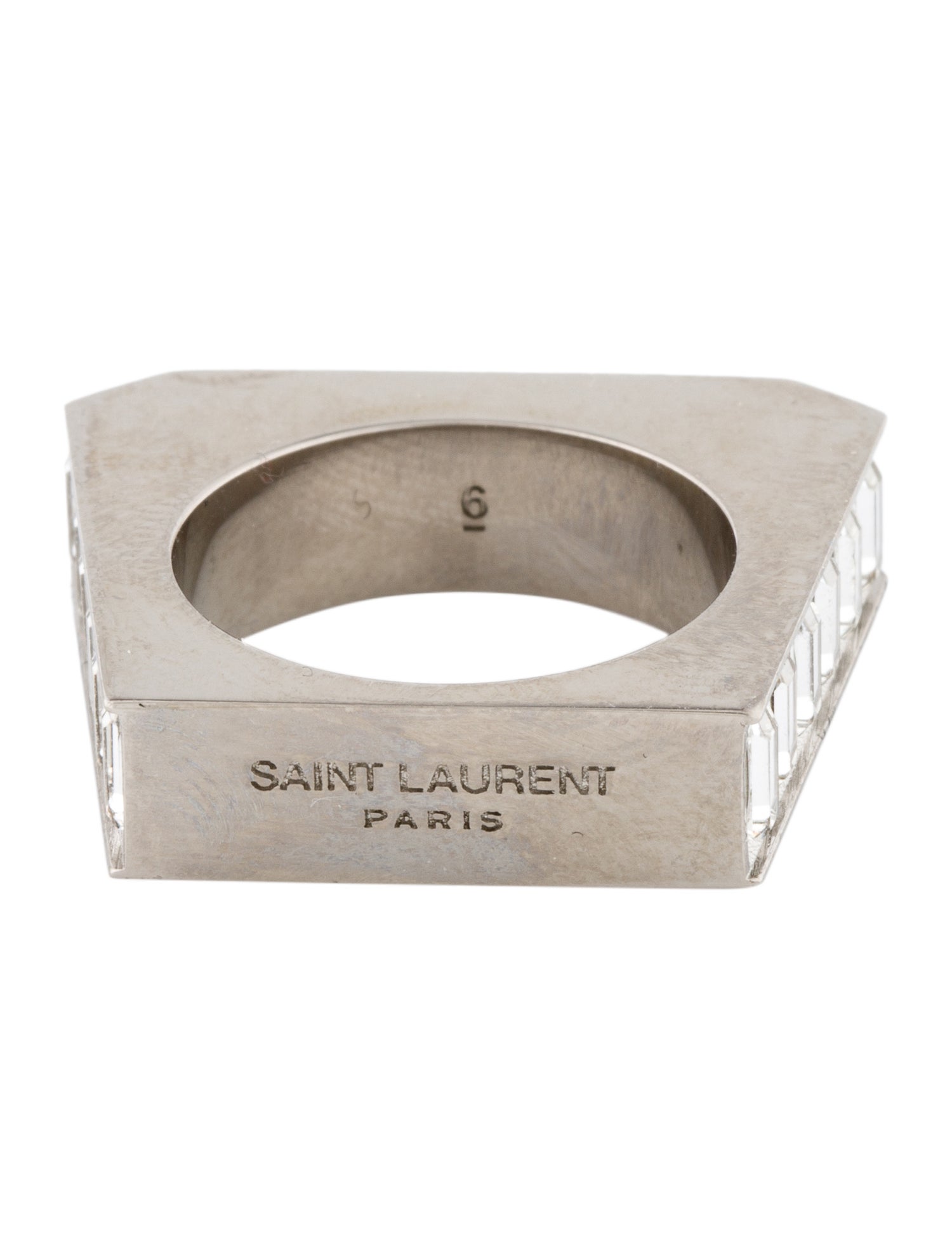 Saint Laurent Crystal Square Band Ring