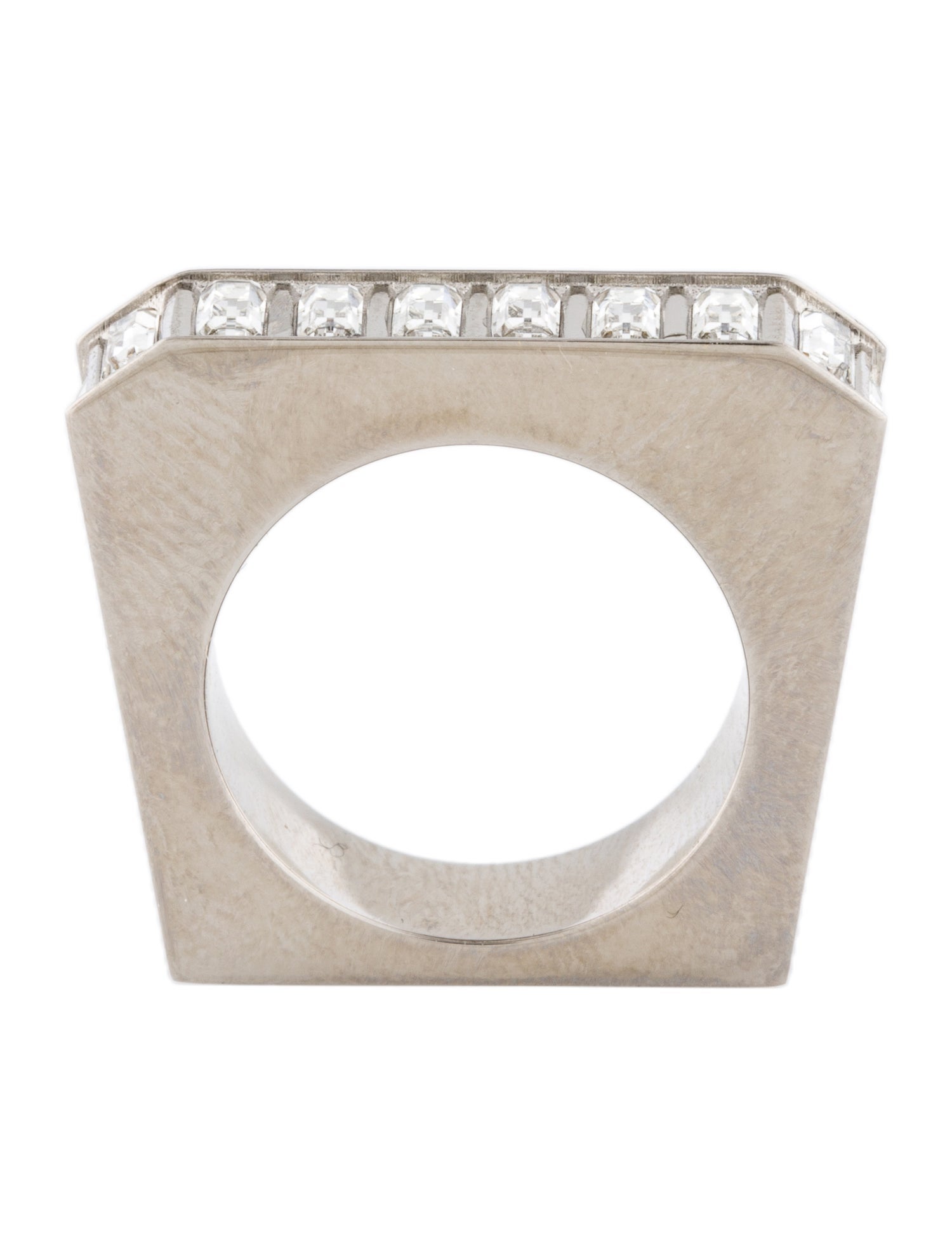 Saint Laurent Crystal Square Band Ring