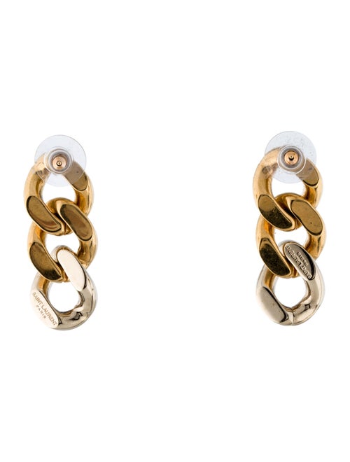 Saint Laurent Three Curb Chain Link Drop Earrings