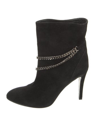 Saint Laurent Suede Chain-Link Accents Boots