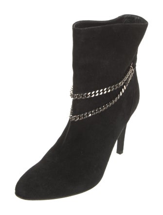 Saint Laurent Suede Chain-Link Accents Boots