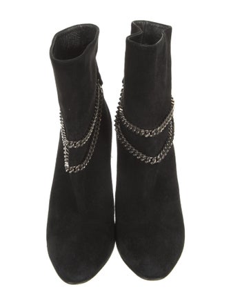 Saint Laurent Suede Chain-Link Accents Boots