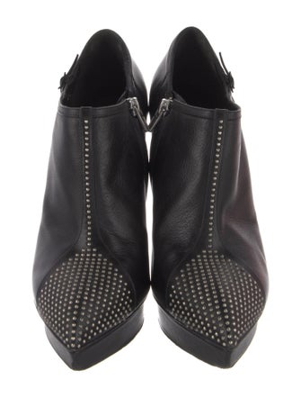 Saint Laurent Leather Studded Accents Boots