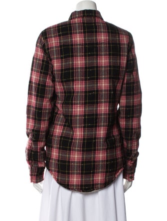 Saint Laurent Virgin Wool Plaid Print Bomber Jacket