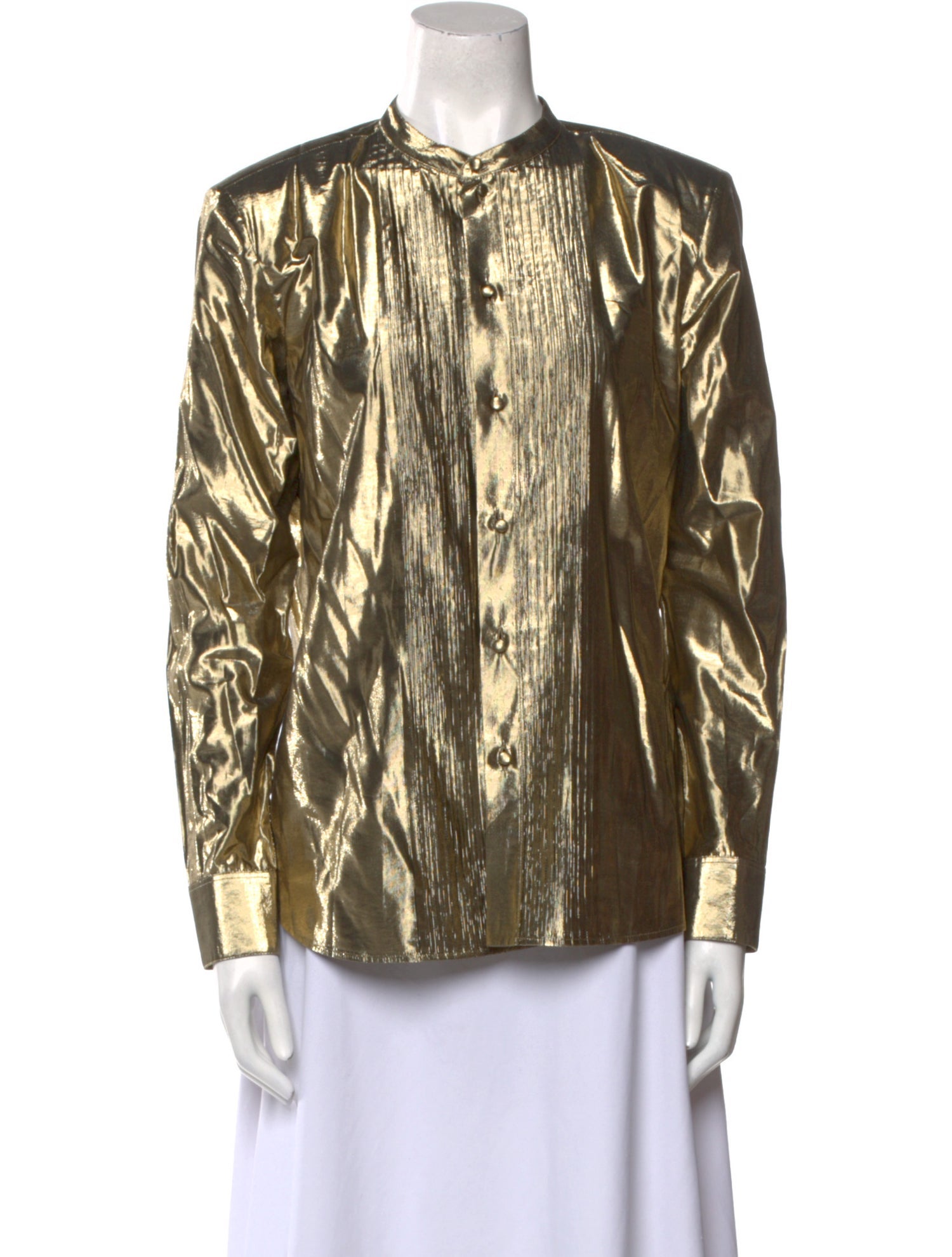 Saint Laurent Crew Neck Long Sleeve Blouse