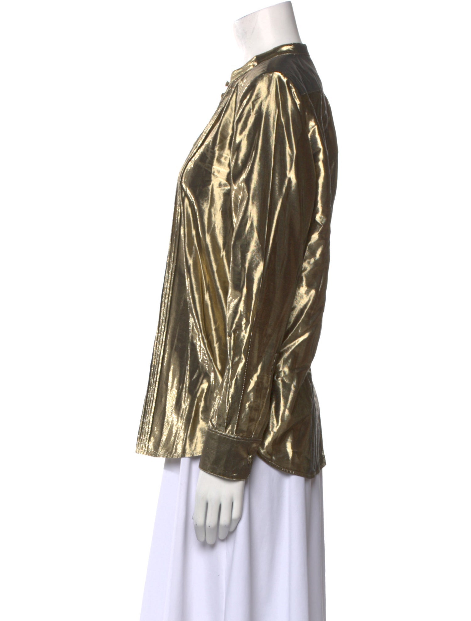 Saint Laurent Crew Neck Long Sleeve Blouse