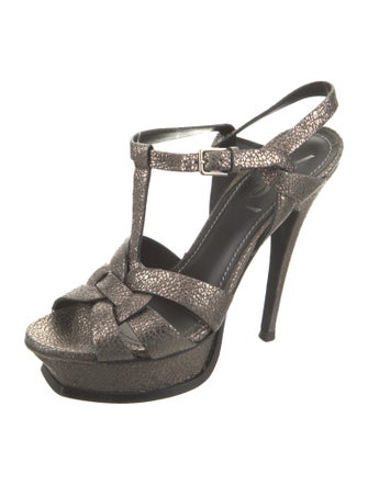 Saint Laurent Tribute Leather T-Strap Sandals