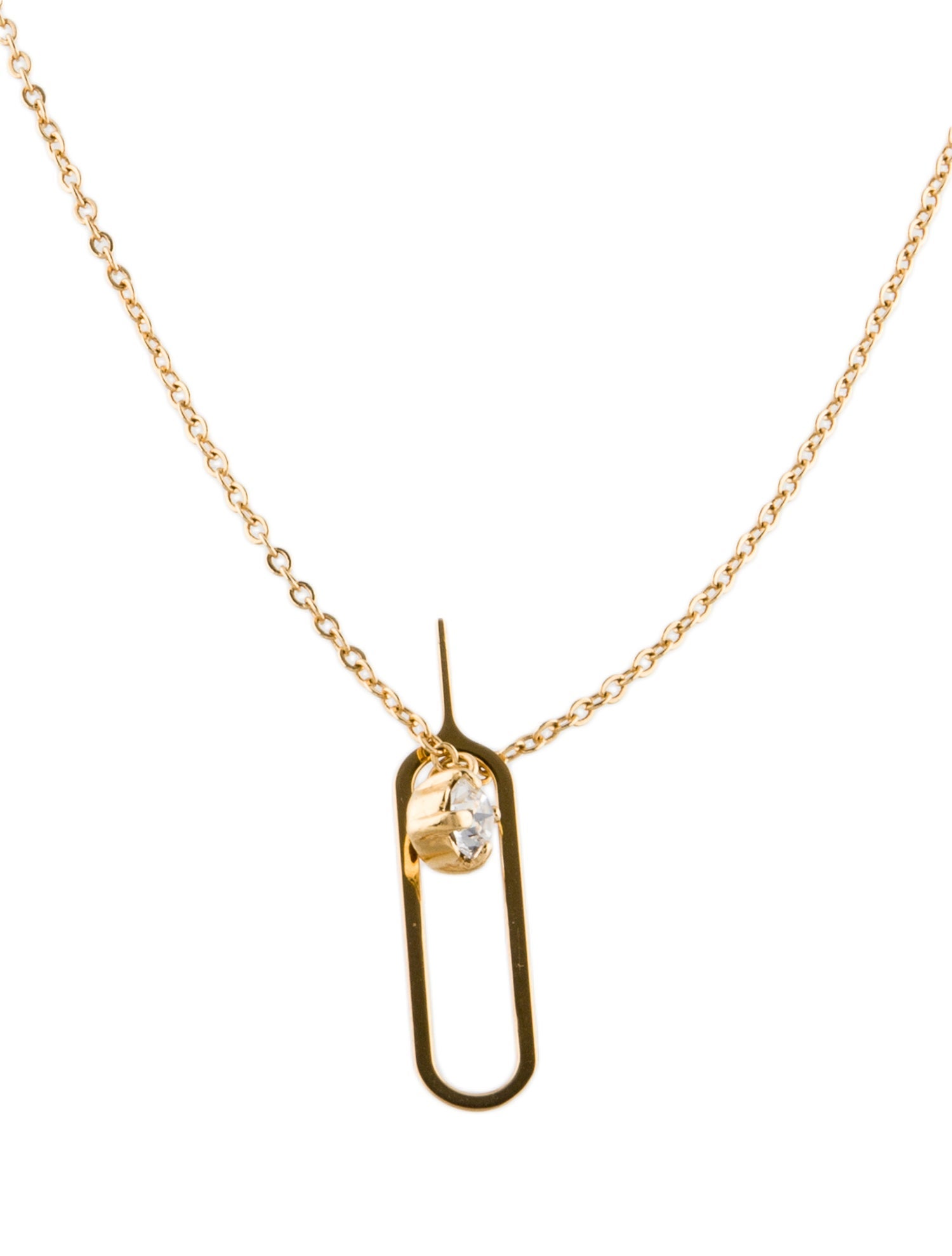 Saint Laurent Crystal Sim Key Pendant Necklace