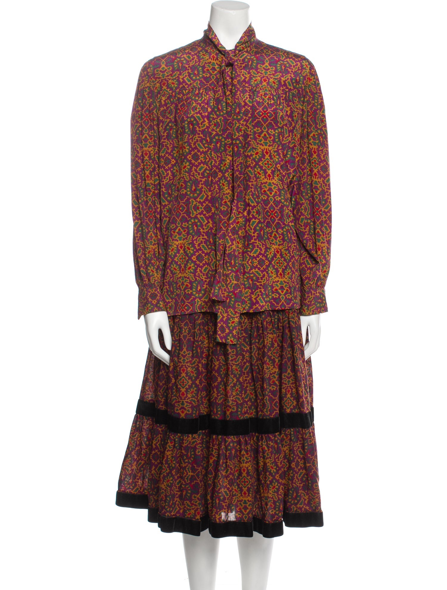 Yves Saint Laurent Rive Gauche Vintage Late 1970's - Early 1980's Skirt Set