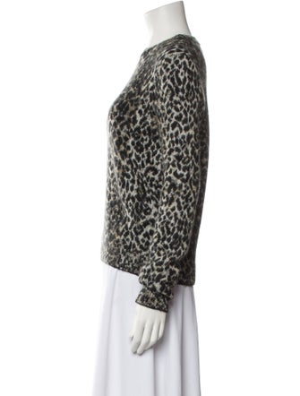 Saint Laurent Animal Print Crew Neck Sweater