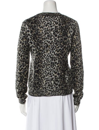 Saint Laurent Animal Print Crew Neck Sweater