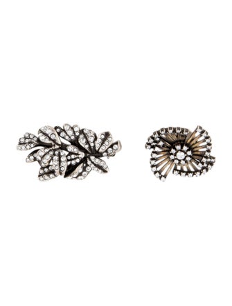 Saint Laurent Crystal Flower Pin Brooch Set