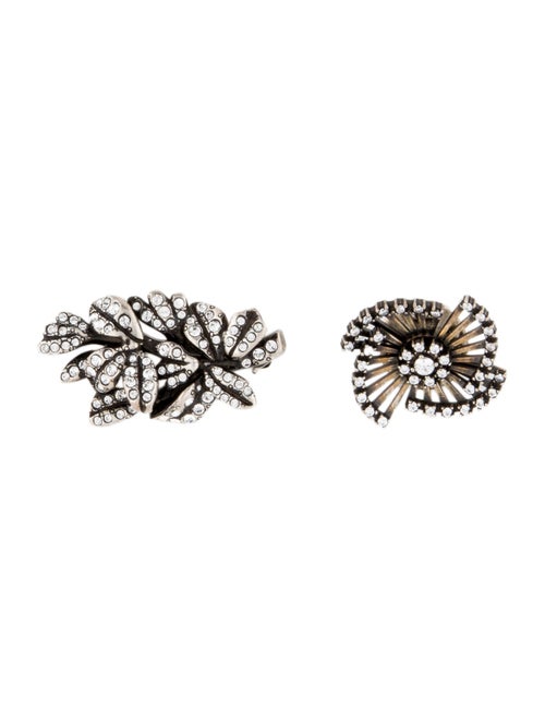 Saint Laurent Crystal Flower Pin Brooch Set