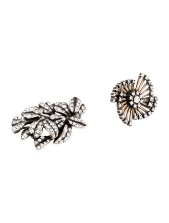 Saint Laurent Crystal Flower Pin Brooch Set