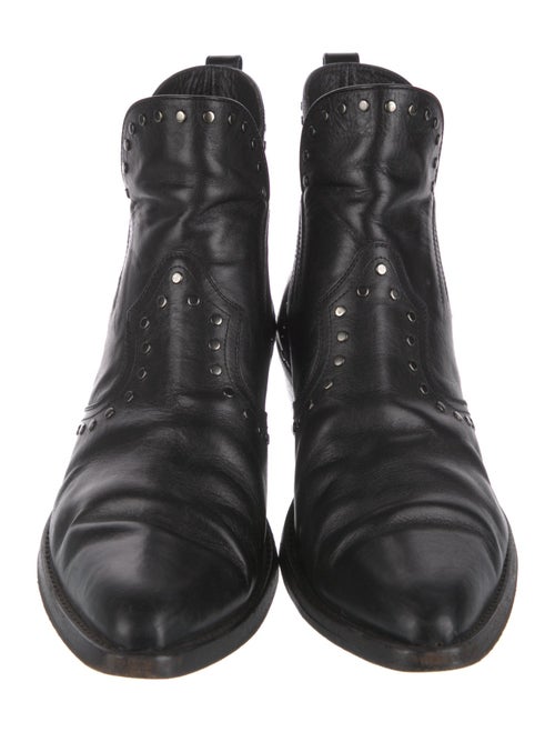 Saint Laurent Leather Studded Accents Moto Boots