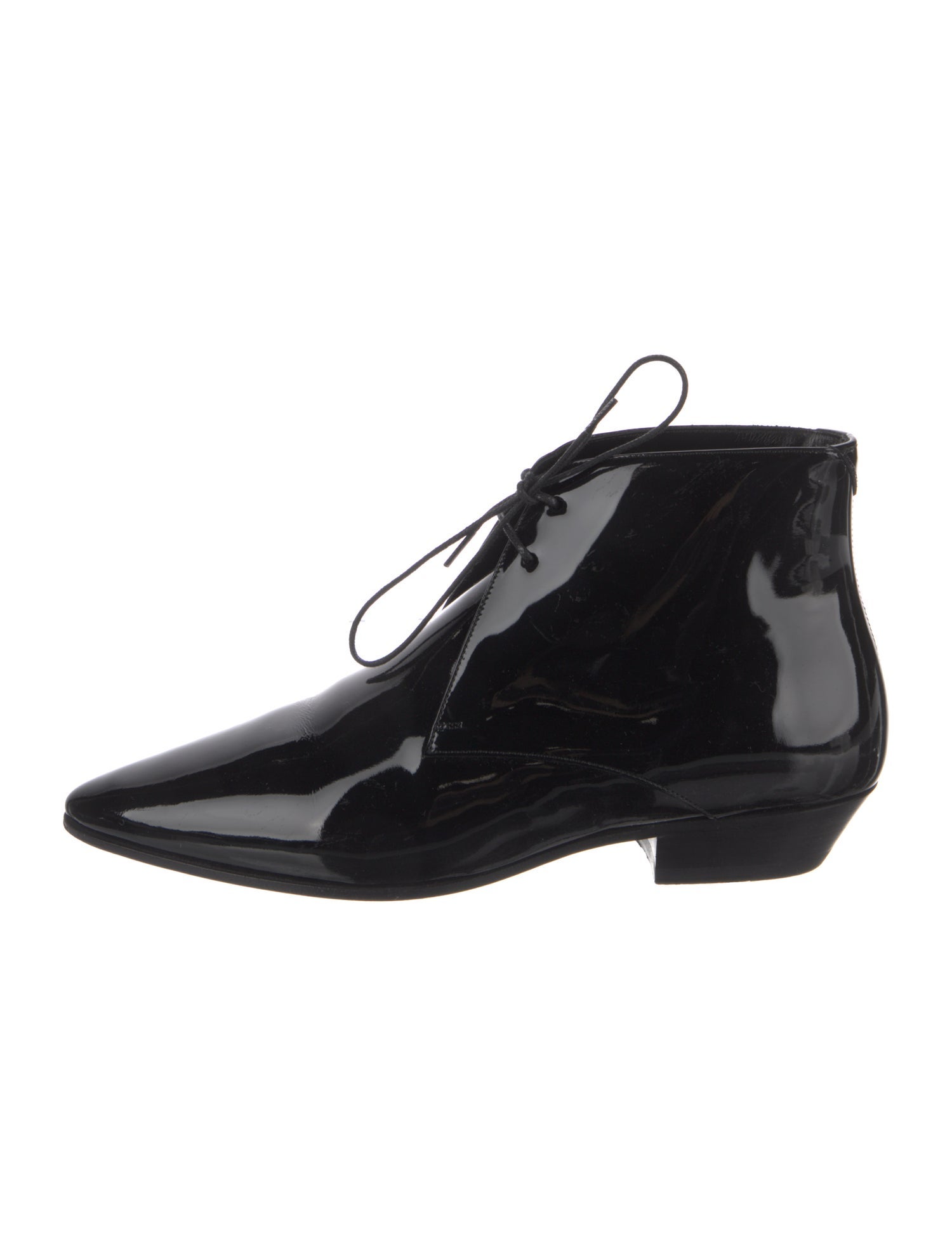 Saint Laurent Patent Leather Lace-Up Boots