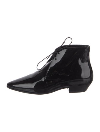 Saint Laurent Patent Leather Lace-Up Boots