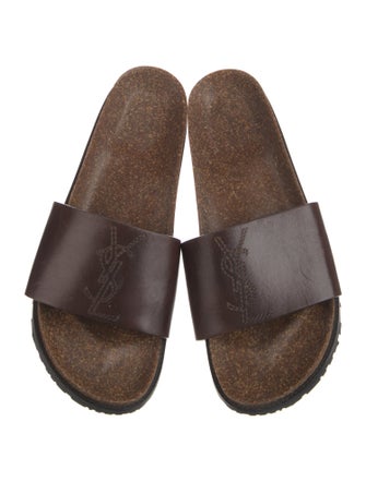 Saint Laurent Leather Embroidered Accent Slides