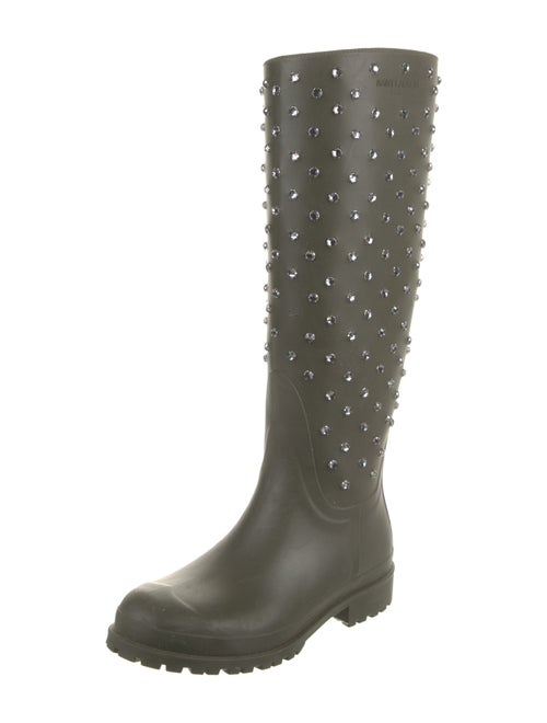 Saint Laurent Rubber Crystal Embellishments Rain Boots