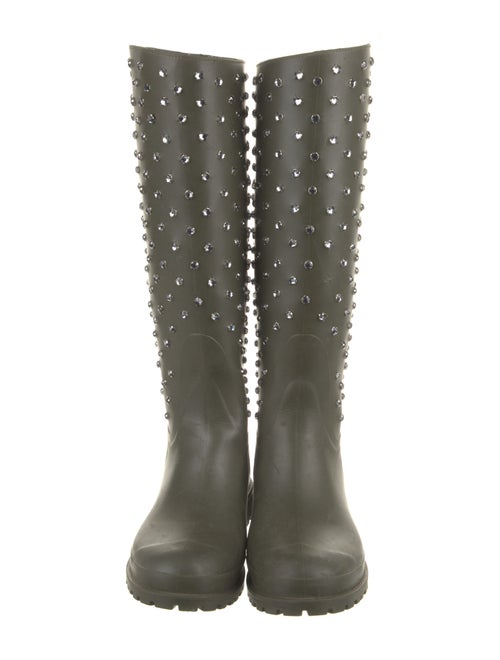 Saint Laurent Rubber Crystal Embellishments Rain Boots