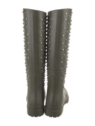 Saint Laurent Rubber Crystal Embellishments Rain Boots