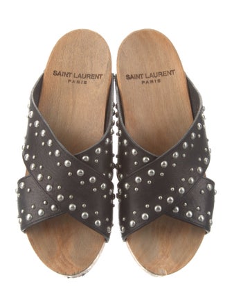 Saint Laurent Leather Printed Slides
