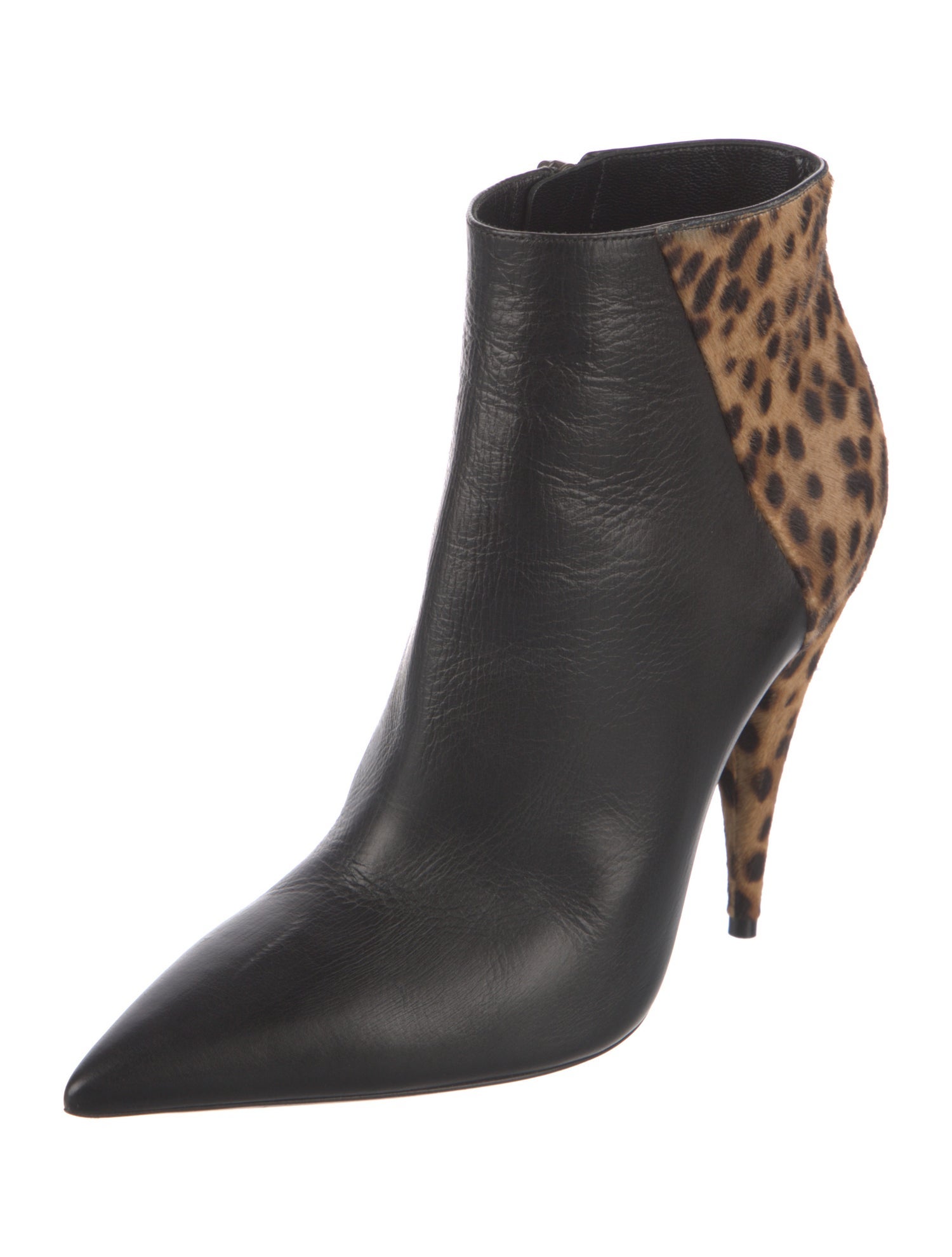 Saint Laurent Leather Animal Print Boots