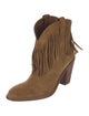 Saint Laurent Suede Fringe Trim Accent Western Boots