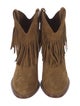 Saint Laurent Suede Fringe Trim Accent Western Boots