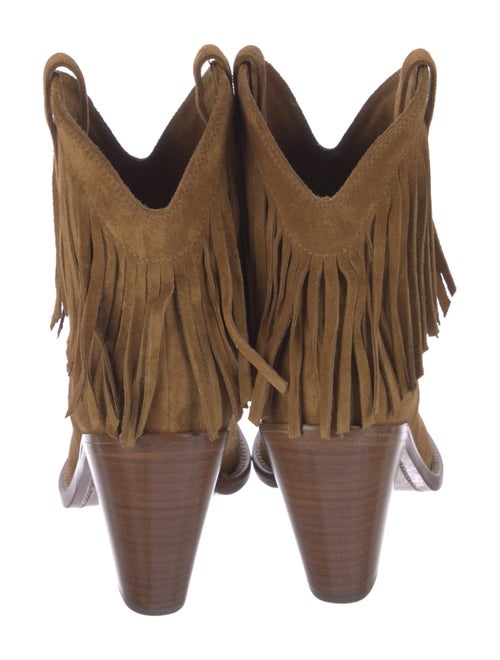 Saint Laurent Suede Fringe Trim Accent Western Boots