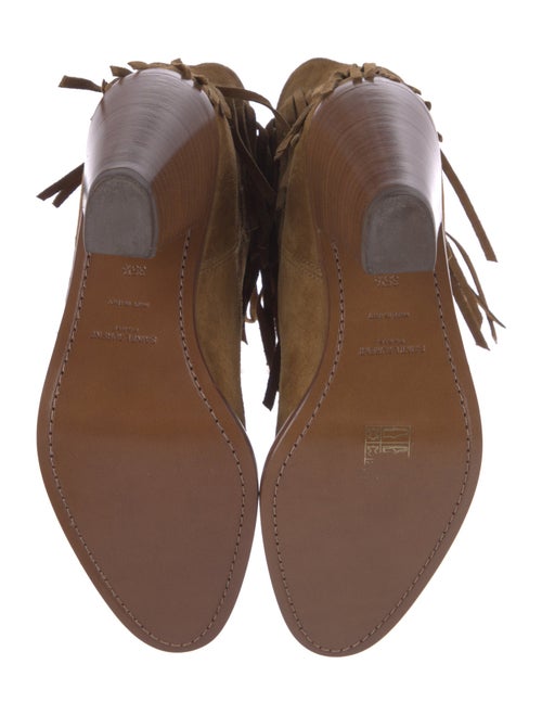 Saint Laurent Suede Fringe Trim Accent Western Boots