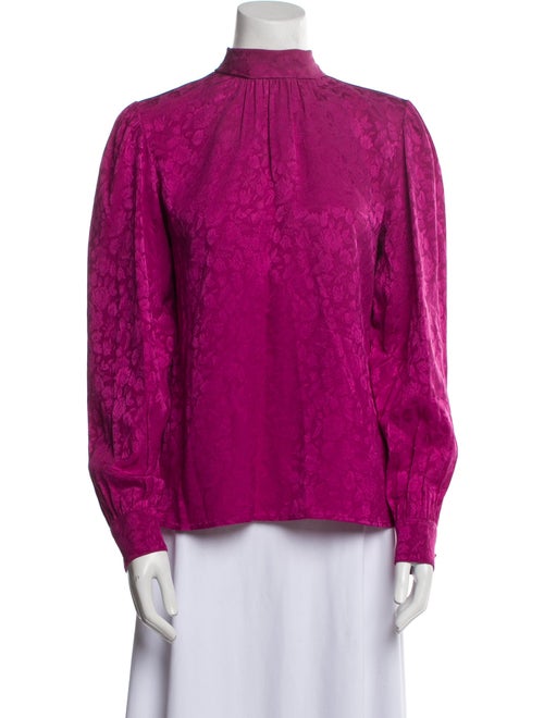 Saint Laurent Silk Mock Neck Blouse