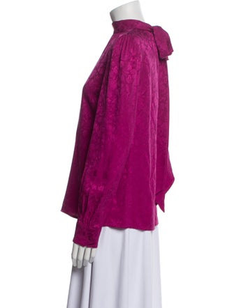 Saint Laurent Silk Mock Neck Blouse