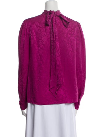 Saint Laurent Silk Mock Neck Blouse