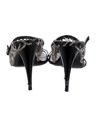 Saint Laurent Leather Chain-Link Accents Sandals