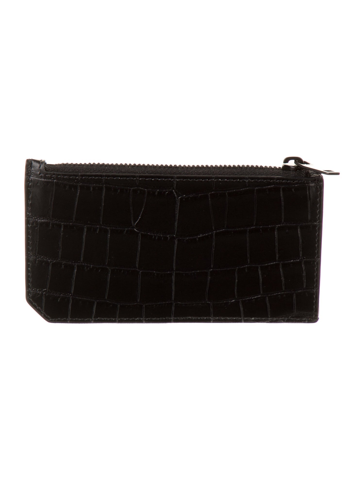 Saint Laurent Crocodile Embossed Leather Card Case Leather Wallet