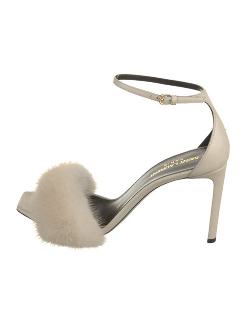 Saint Laurent Leather Fur Trim Sandals