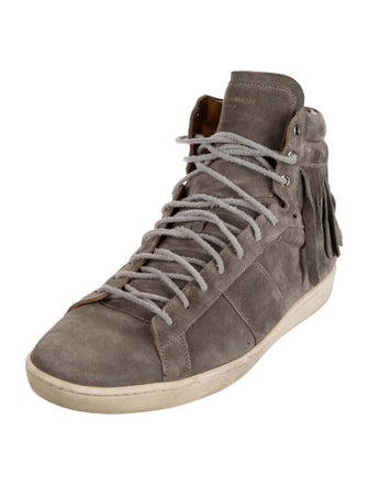 Saint Laurent Suede Fringe Trim Accent Sneakers